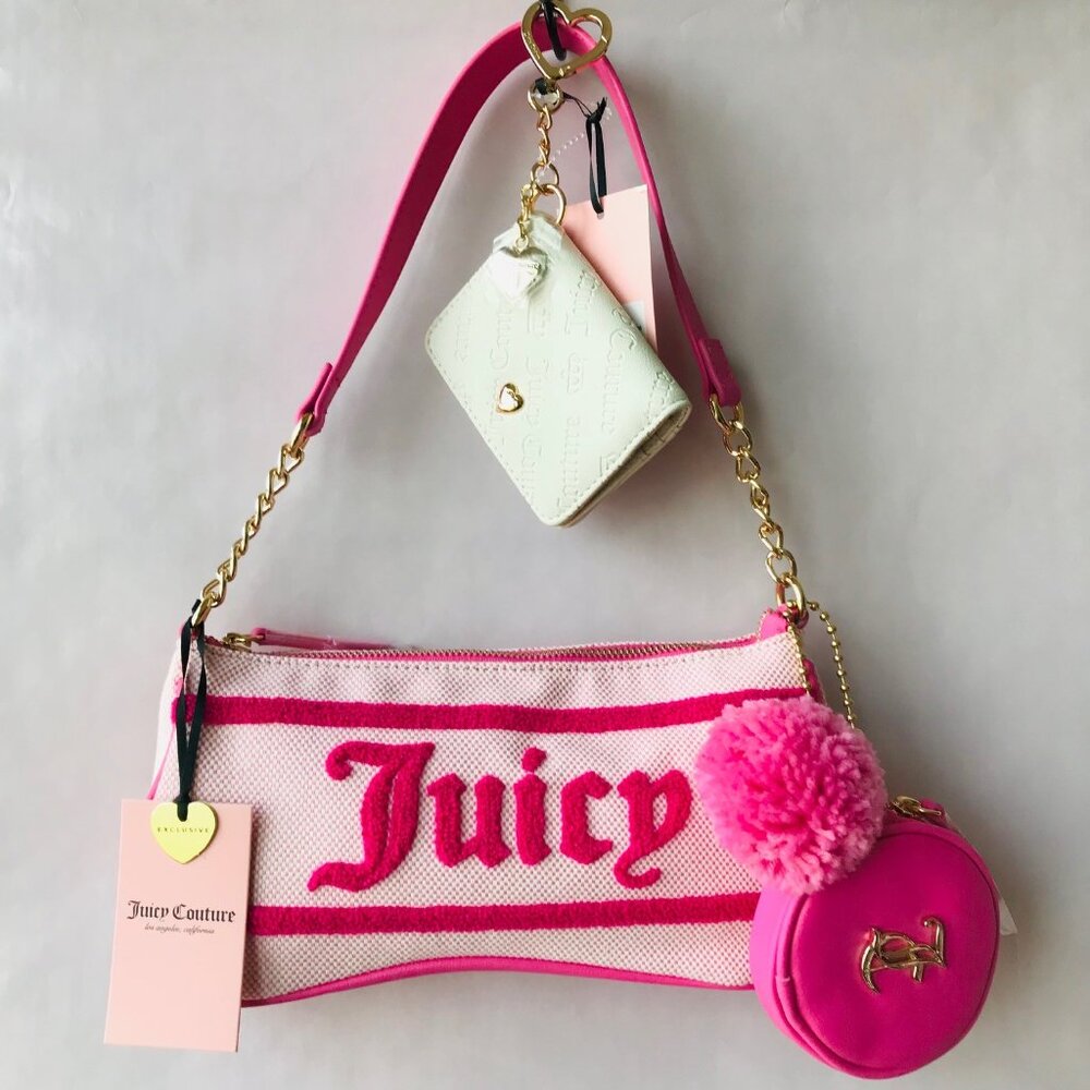 Juicy Couture Pink Resort Shoulder Bag w  Coin Pouch + Not Your Babe Card Case